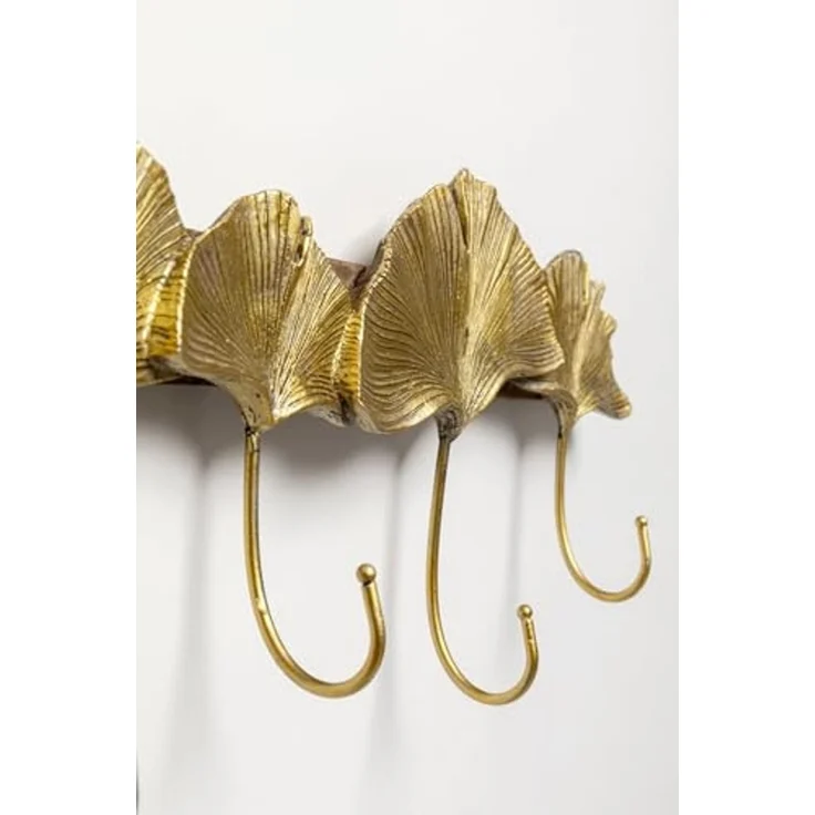 Kare Design Wandgarderobe Ginkgo Leaf, Gold, 5 Haken, Garderobenleiste, Garderobe, Garderobenhaken, Wohnaccessoire, Ginkgo Blatt Motiv, Eingangsbereich – Bild 4