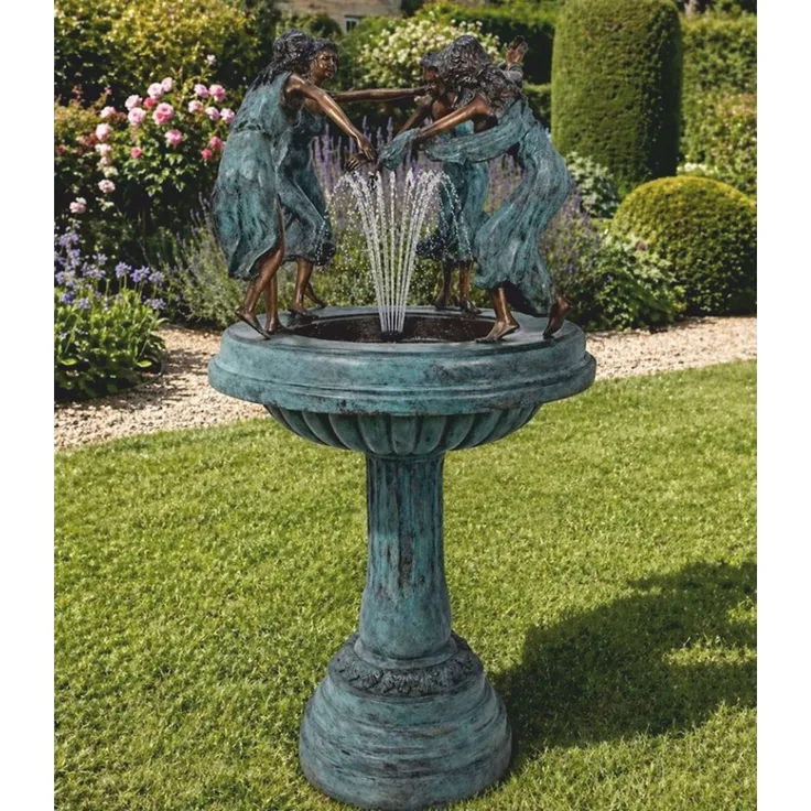 Casa Padrino Jugendstil Bronze Springbrunnen 4 Frauen H. 130 cm - Garten Deko