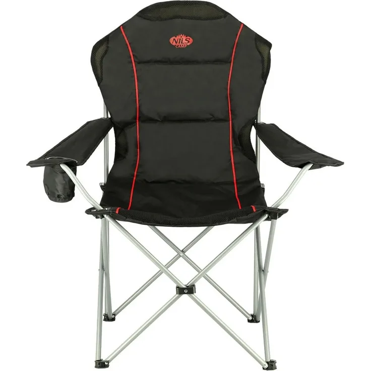 NILS NC3080 Campingstuhl – Klappbarer Outdoor-Stuhl Angelstuhl mit Tragetasche Schwarz