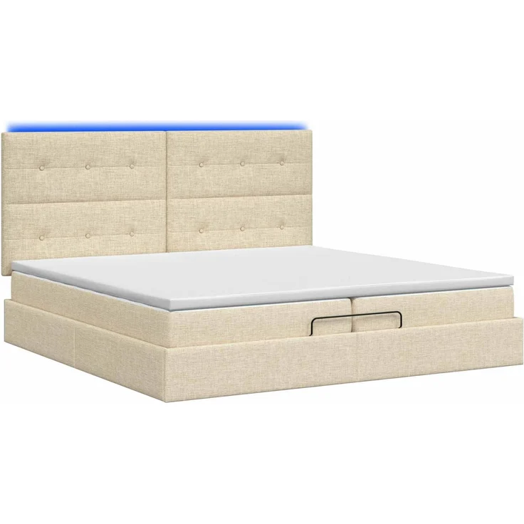 vidaXL Ottoman-Bett mit Matratze und LED Creme 200 x 200 cm Stoff 3458102 – Bild 9