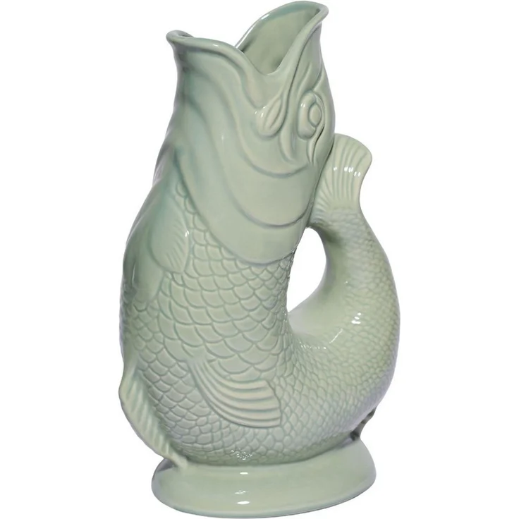 Gluckigluck Wasserkaraffe, (Original Gluggle Jug aus England), mit Gluckergeräusch, handgefertigt, ikonisches Fisch-Design, 1,2 L – Bild 2
