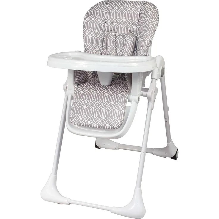 Bambisol Baby-Hochstuhl, faltbar, Rollen, verstellbare Sitzfläche, verstellbare Rückenlehne, Zen Grau