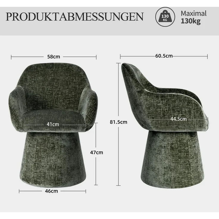 Duhome Esszimmerstuhl (7186A1), 360-Grad-Drehstuhl, Kegeldesign Polsterstuhl – Bild 3