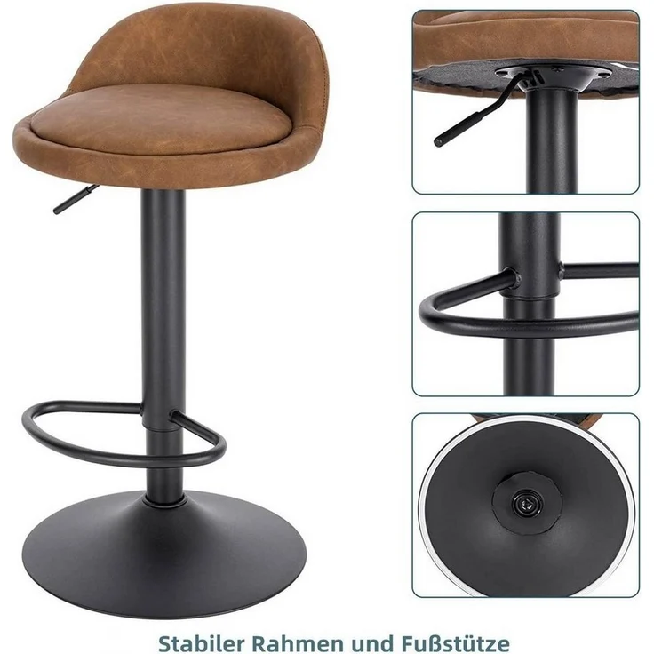 EUGAD Barhocker (2 St), 120kg belastbar höhenverstellbar Kunstleder Metall – Bild 3