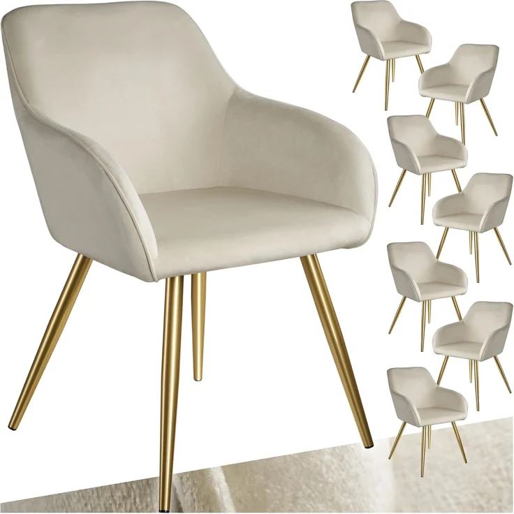tectake Esszimmerstuhl Marilyn (8er Set, 8 St), gepolstert, in Samtoptik – Bild 1