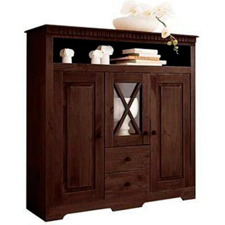 Home affaire Highboard Lisa, Stauraumschrank aus massivem Kiefernholz, mit dekorativen Fräsungen – Bild 1