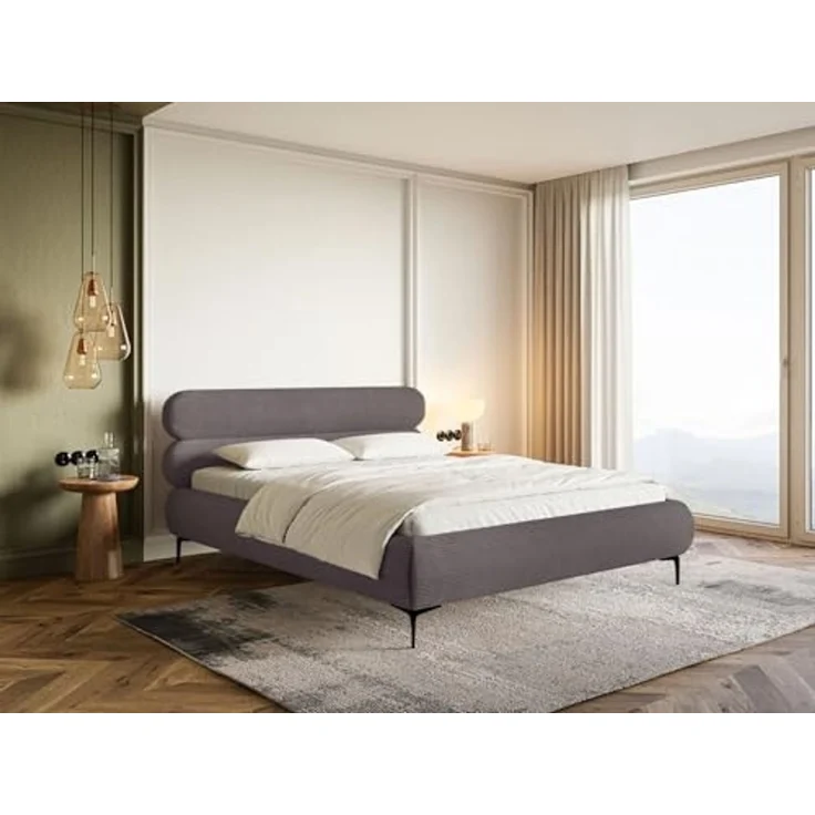 Selsey Polsterbett 140x200 cm Cord Braun – gepolstertes Bett 140x200 mit Lattenrost, stabiles Bettgestell mit schwarzen Metallfüßen, modernes Doppelbett im zeitlosen Design fürs Schlafzimmer – Bild 4