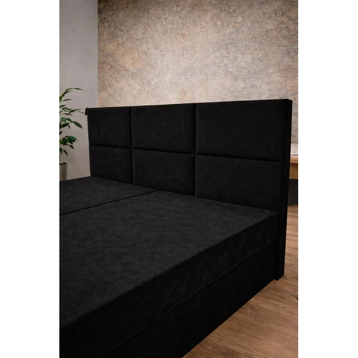KRISAN MÖBEL Kontinentalbett DREAM2 Schwarz mit 2 Bettkasten und ergonomischem Topper, Bonell-Federkern Matratze, 140 x 200 cm – Bild 3