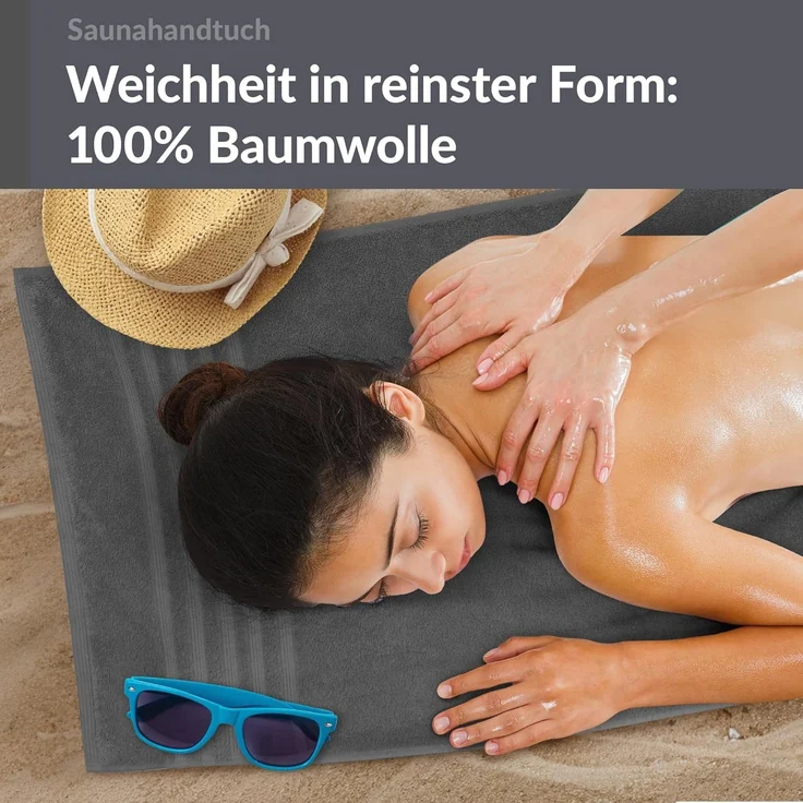 Lashuma Saunatuch London, Frottee (1-St), Badetuch extra lang 85x220 cm, Handtuch Wellness – Bild 3