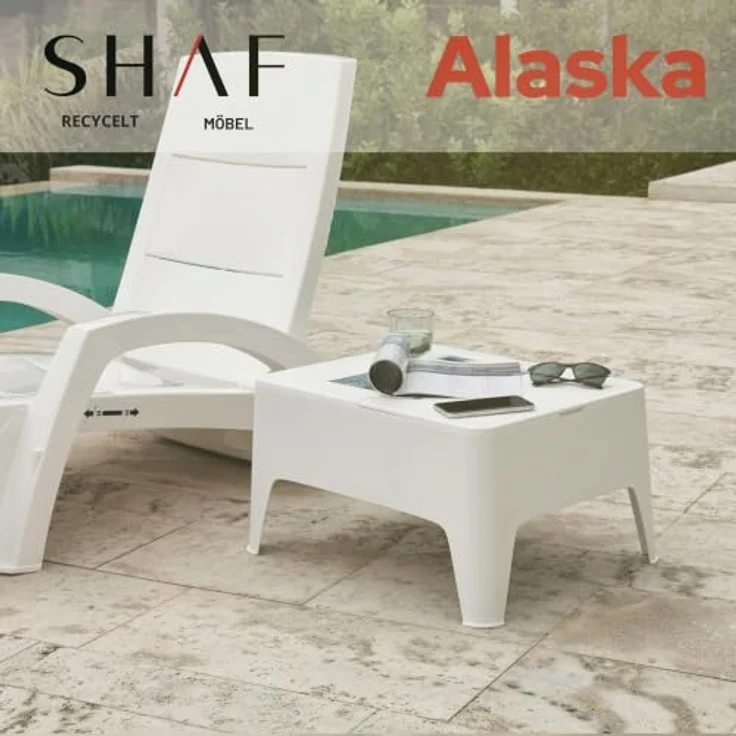 Shaf Alaska, Garten Beistelltisch Outdoor mit Stauraum, 58 x 48 x 30 cm, weiß – Bild 4