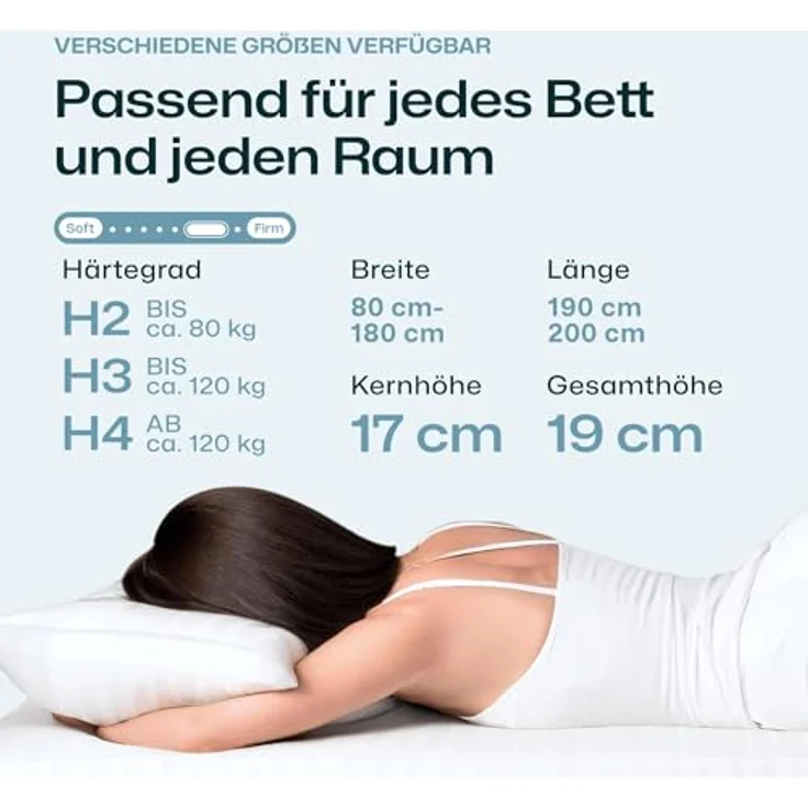 Komfortschaummatratze Comfortmatratze Ravo-PUR® mit RAVOTEX Funktio.., RAVENSBERGER Matratzen, 19 cm hoch, Ergonomisch, hohe Elastizität + Haltbarkeit, 7 Zonen, Made in Germany – Bild 7