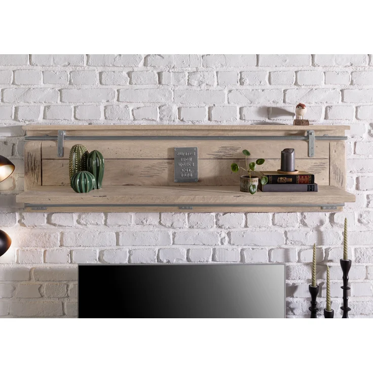 Wandregal Mango 180x25x38 whitewash lackiert RAILWAY #391 – Bild 3
