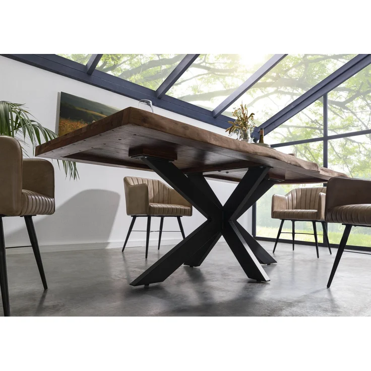 Baumtisch Sheesham 220x100x77 grau gebeizt / Kreuzgestell anthrazit matt FREEFORM 5 – Bild 3