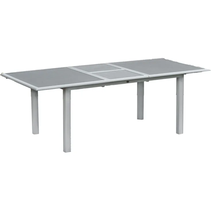 Inko Aluminium-Glastisch Spraystone silber/grau ausziehbar 170/220x100x74 cm Gartentisch Terrassenti