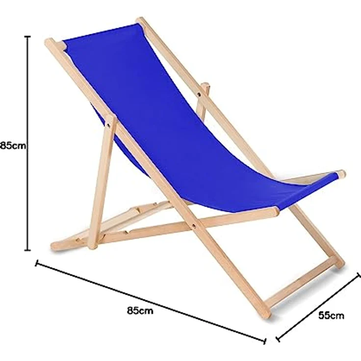Green Blue Liegestuhl Sonnenliege Klappbar aus Buchholz ohne Armlehne Sonnenliege Gartenliege Liege (Blau) – Bild 4