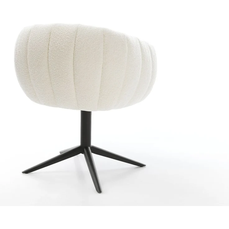 Drehstuhl Jada-Flex Bouclé Weiß Fußkreuz Schwarz 360° drehbar Wippfunktion Taschenfederkern – Bild 5