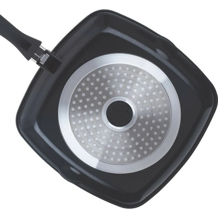 Grillpfanne Ø28cm Steakpfanne Bratpfanne Induktion in Schwarz mit Ausläufe – Bild 2