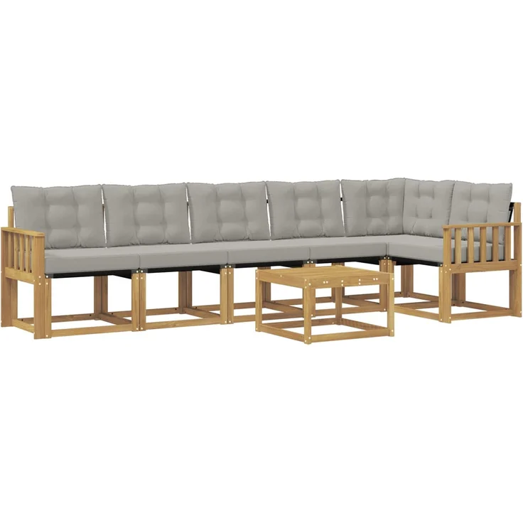 vidaXL Outdoor-Sofagarnitur 7 stk. 6-Sitzer Weiß und Hellgrau 3389545 – Bild 2