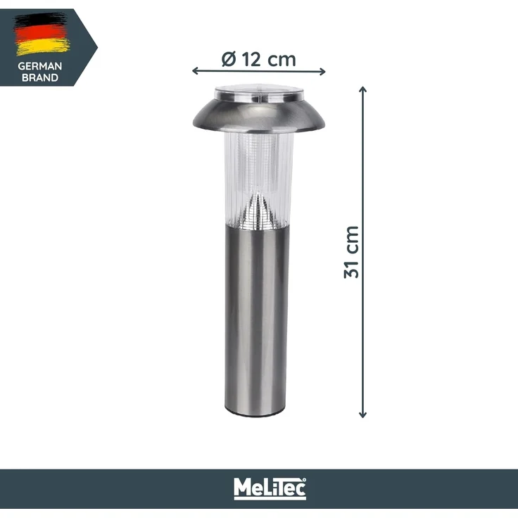 MeLiTec 3er Set Solar LED Gartenleuchten SO06-1 Edelstahl matt gebürstet – Bild 6