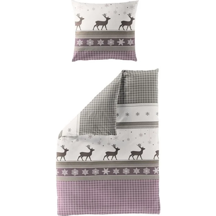 BIERBAUM Bettwäsche Wichtel, Biber, 2 teilig, 100 % Baumwolle, Biber, unterschiedliche Weihnachts-Designs – Bild 4