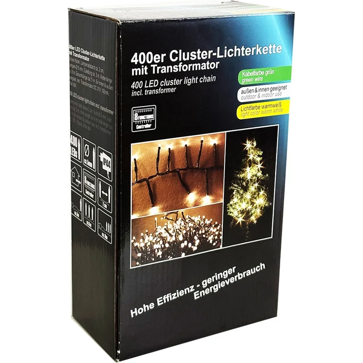 400er Cluster-Lichterkette LEDs Innen und Außen warmweiß – Bild 3