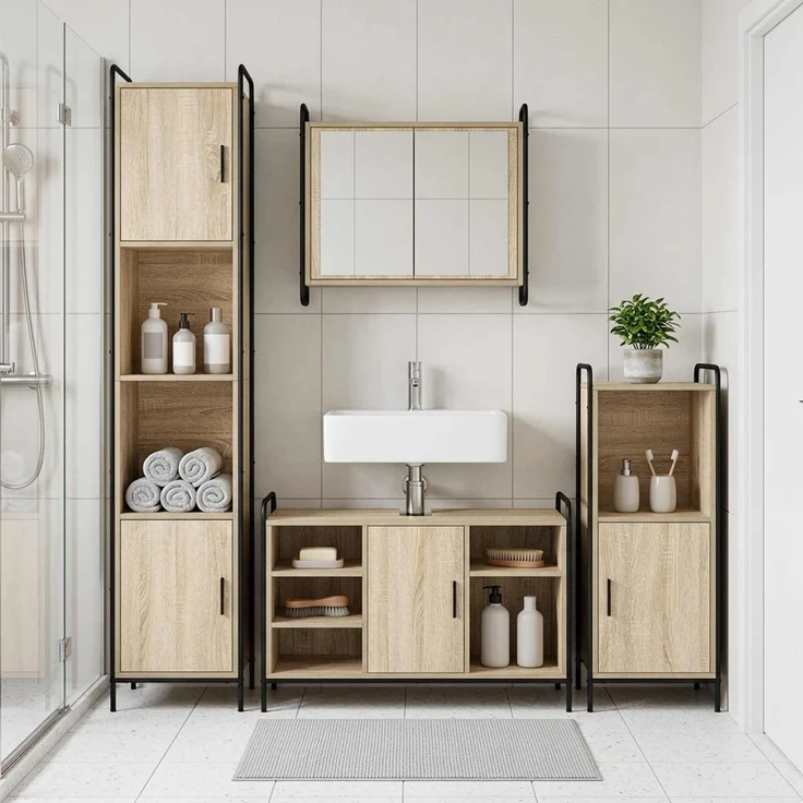 vidaXL Badezimmerschrank-Set 2 stk. Sonoma-Eiche 65,5 x 34 x 61 cm 3444490 – Bild 1