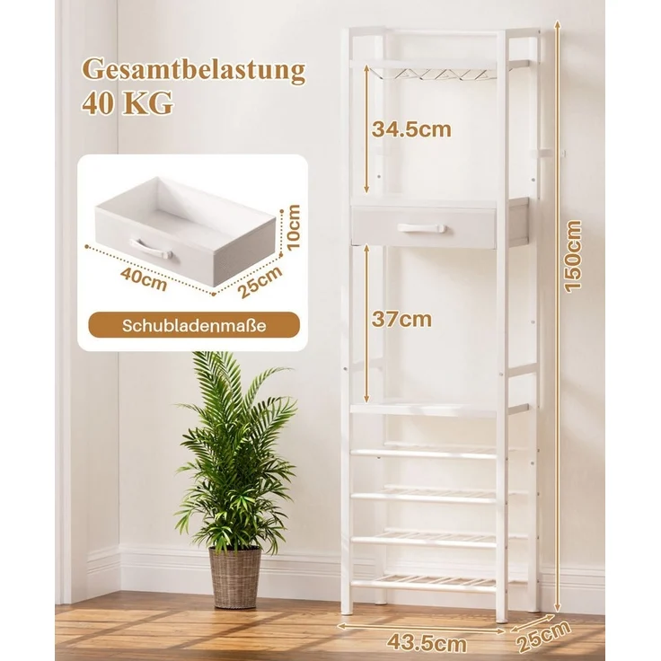 Yorbay Weinregal Vintage Design,Weinständer aus Holz& Metall für 16 Flaschen, 15 Gläser Weinregal mit Ablagefläche und Schublade, für Küche, Wohnzimmer oder als Geschenk – Bild 2
