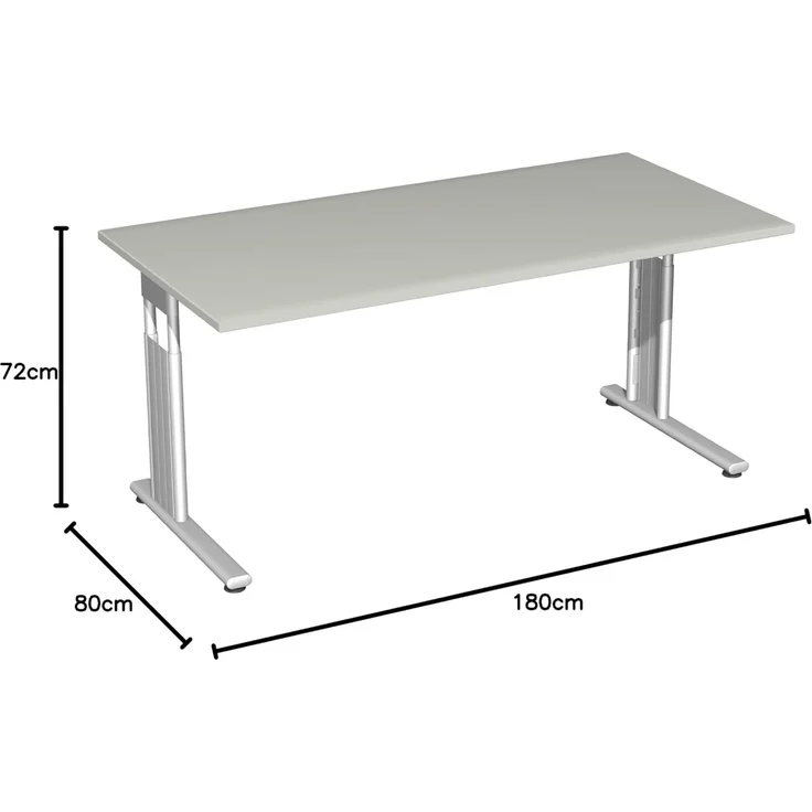 Geramöbel Schreibtisch C-Fuß Flex S-617146-LS 180x80x82cm lichtgrau/si – Bild 2