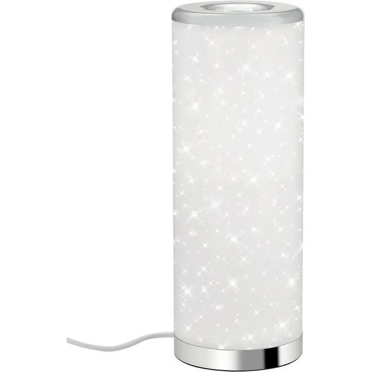 Briloner Leuchten - LED Tischleuchte, Tischlampe Sterneneffekt, inkl. Schnurschalter, 5 Watt, 400 Lumen, 3. 000 Kelvin,Kunststoff , Weiß-Chrom, 352x131 mm (HxD), 7332-018