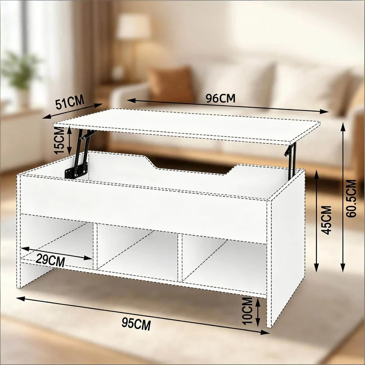 EINHOM Kleiner Esstisch, Couchtisch, PC-Schreibtisch, Transformable Wohnzimmer Tisch, Beistelltisch (Nur Mit Tisch) – Bild 2