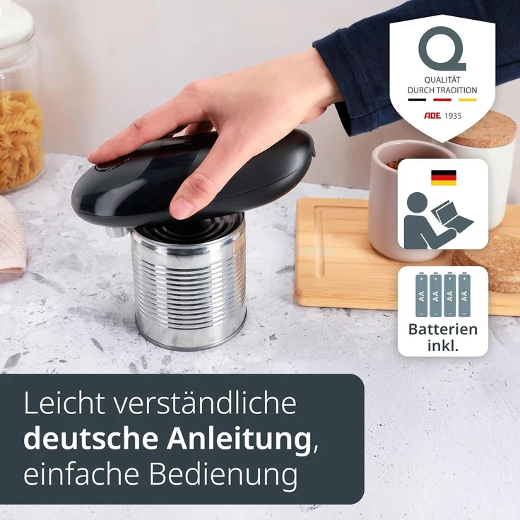 ADE Elektrischer Dosenöffner, praktischer Deckelöffner mit Magnet und Haken, perfekt für Senioren, einhändige Bedienung, ohne scharfe Kanten – Bild 7