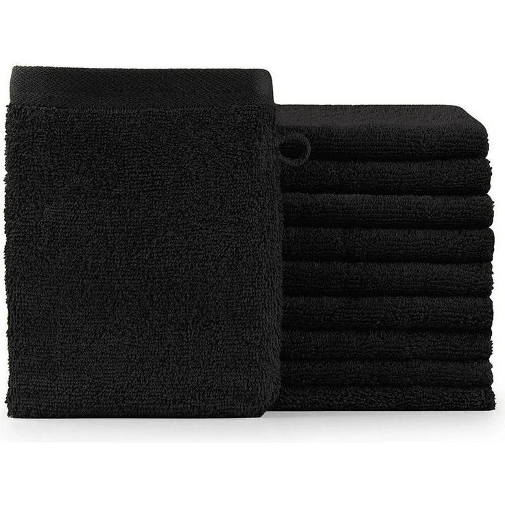 Blumtal Waschhandschuh 10er Set aus Frottee 15x20 cm - weich und saugstark, (Set), mit modischer Bordüre und praktischer Aufhängeschlaufe, 100% Baumwolle – Bild 1
