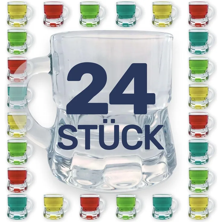 Gravidus Schnapsglas Schnapsglas Stamper Kurze Glas Henkel 2cl 12,24,48 Stk, 24-tlg.