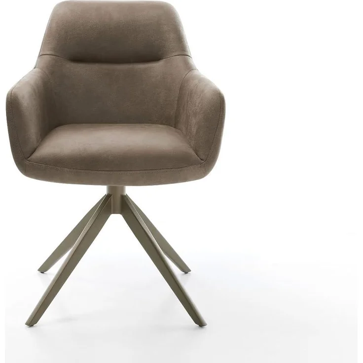 Drehstuhl Pejo-Flex Mikrofaser Taupe Vintage Kreuzgestell breit Effektfinish Titan 360° drehbar Taschenfederkern – Bild 3