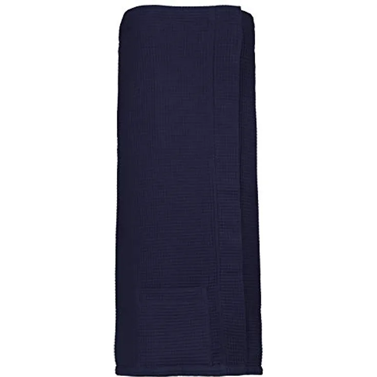 Vossen Saunakilt, Dunkelblau, Baumwoll-Gewebe, 80x140 cm mit Druckknöpfen und Klettverschluss, aufgesetzte Tasche