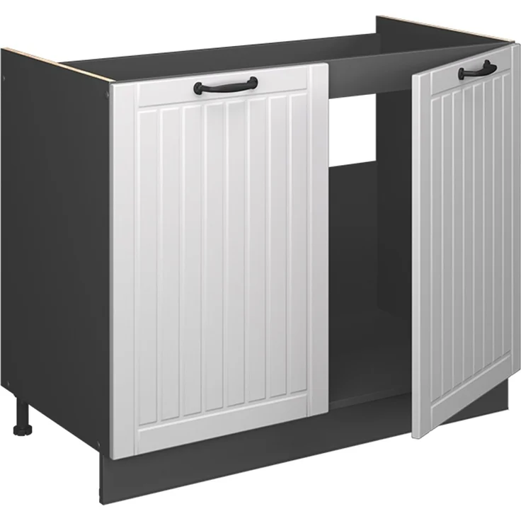 Spülenunterschrank Fame-Line Weiß Landhaus/Anthrazit 100 cm, AP Marmor Vicco – Bild 6