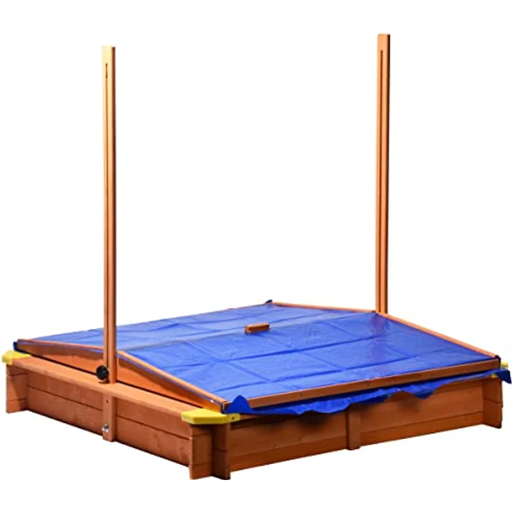 dobar 94350FSC - Sandkasten aus FSC-Holz, Dach höhenverstellbar und neigbar mit UV 801-Schutz inklusive Bodenplane, 117 x 117 x 117 cm – Bild 5
