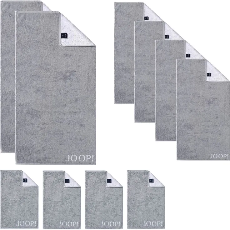 JOOP! 1600-76 Set 10-tlg. silber 2x Duschtuch 4x Handtuch 4x Gästetuch