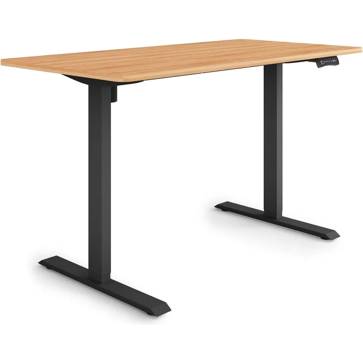 ESMART Germany ETX-121BM 140x70 cm Ahorn Dekor Ergonomischer Steh-Sitz-Schreibtisch Stufenlos elektrisch höhenverstellbar 73,5-123,5cm 3X Memory Aktivitätserinnerung Soft-Start/Stopp Schnelle Montage