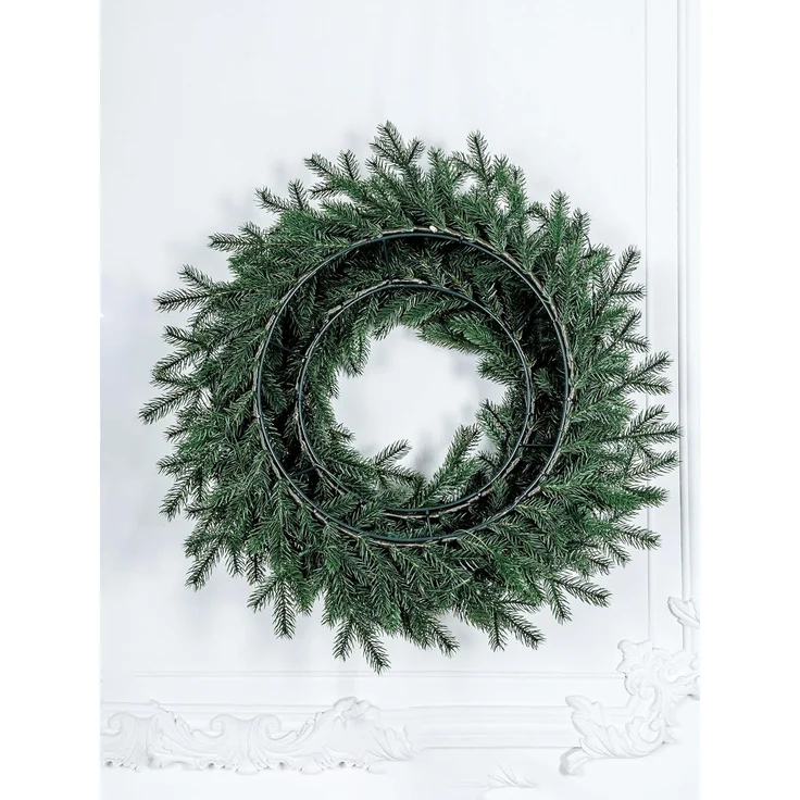 EveXmas Altair Premium Weihnachtskranz Grün 60 cm, künstlicher Türkranz, 136 Zweige, 816 PE-Spritzguss-Triebe, Doppelrahmen, 100% PE, flammhemmend – Bild 4