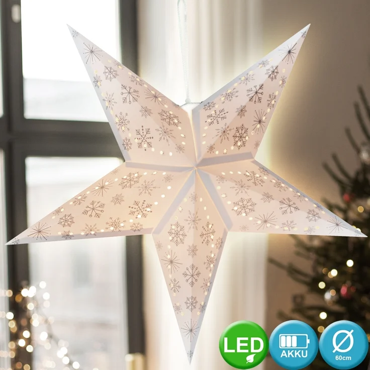 LED Weihnachtsstern, Papier , weiß, 60 cm, X-MAS – Bild 7
