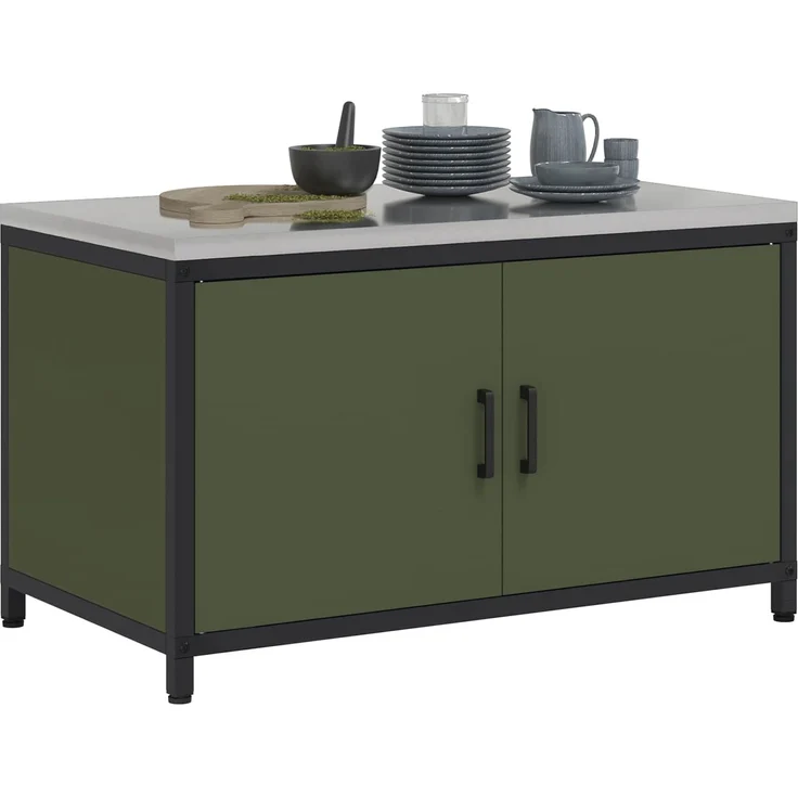 vidaXL Küchenaufbewahrung mit Regal Olive Grün 60 x 50 x 92 cm Stahl 874999 – Bild 2