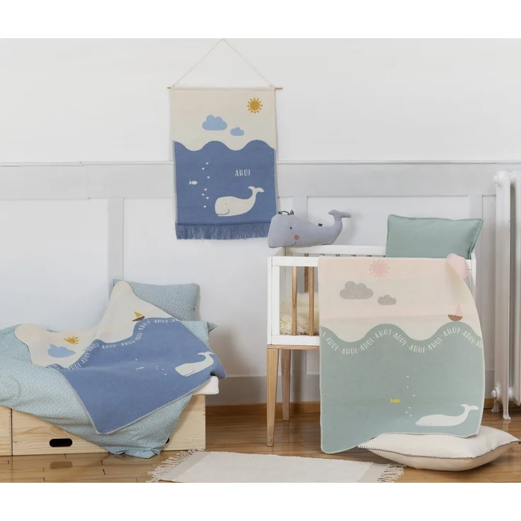 FUSSENEGGER Babydecke Wal mittelblau 70/90cm – Bild 3