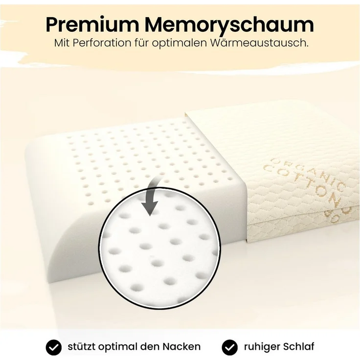 Gentle North Microfaserkissen Ergonomisches Kissen für Kinder (Kopfkissen in 30x50 - 40x60), Füllung: 100% Viscoschaum, Seitschläfer, Rückenschläfer, Seitenschläfer – Bild 2