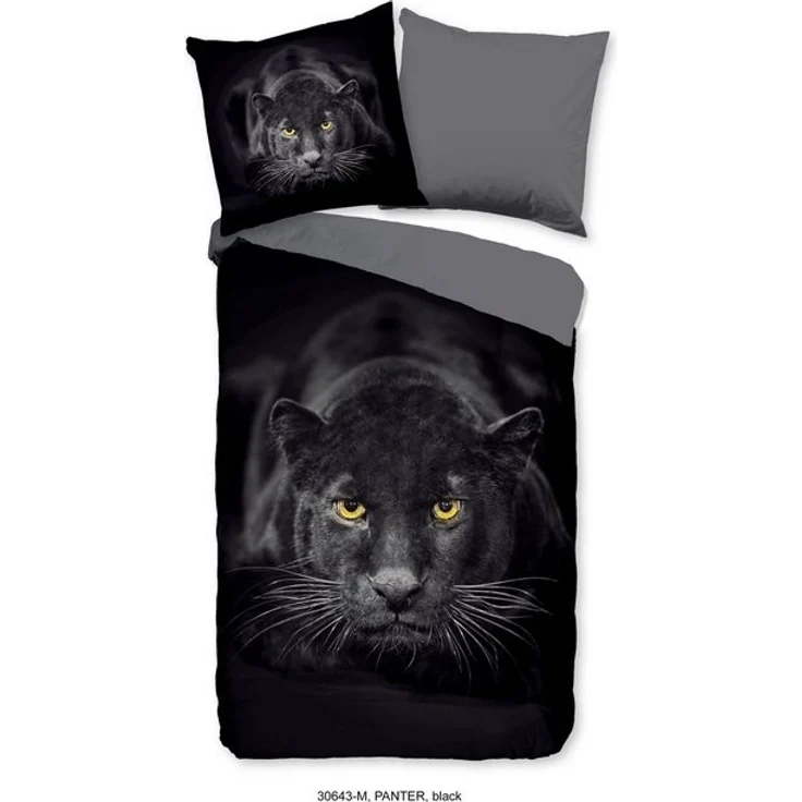 Pure Renforcé Bettwäsche 135 X 200 cm + 1 x 80 X 80 cm Panter schwarz – Bild 4