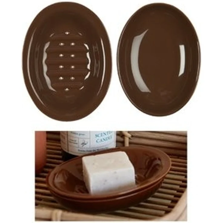 Ib Laursen - Seifenschale 2-tlg. mit Ablaufschale Keramik Braun Retro 1970-14 – Bild 6