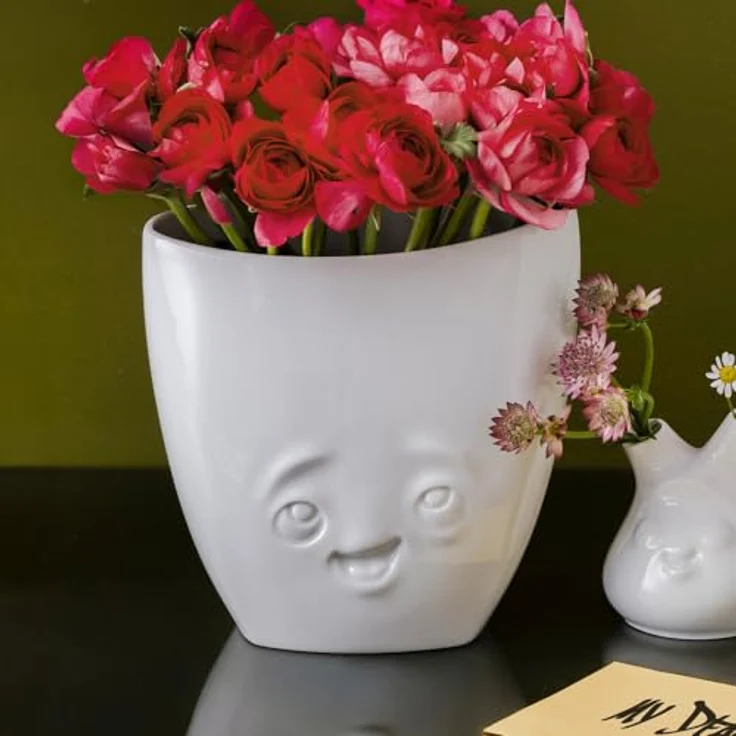 FIFTYEIGHT PRODUCTS Vase „Entzückt“, Porzellan, 21,5 cm, weiß, spülmaschinenfest und mikrowellengeeignet, Made in Germany – Bild 4