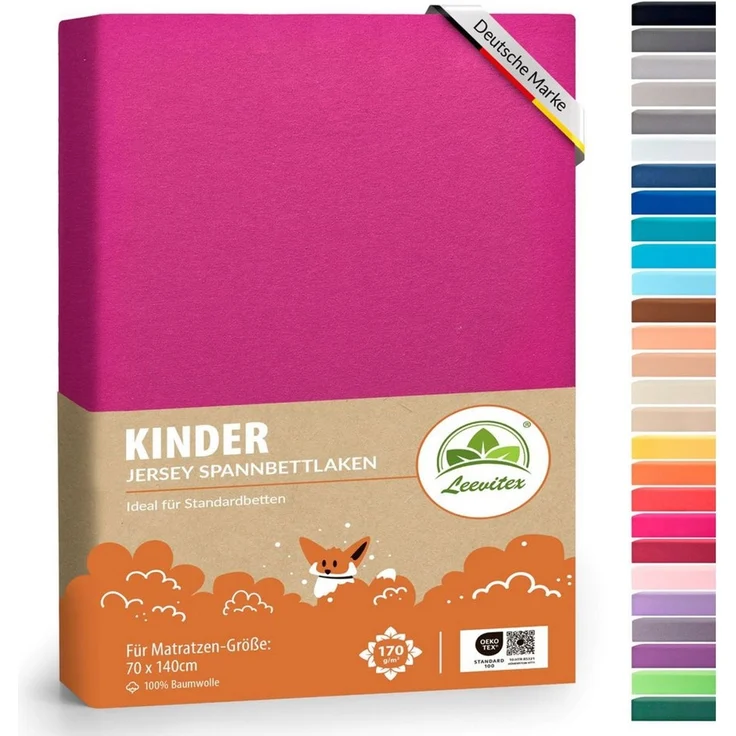 leevitex® Spannbettlaken Jersey aus 100% Baumwolle, für Kinder- & Standardmatratzen, Jersey, Gummizug: rundum, 100% Baumwolle, anschmiegsam & dehnbar, diverse Größen und Farben – Bild 5