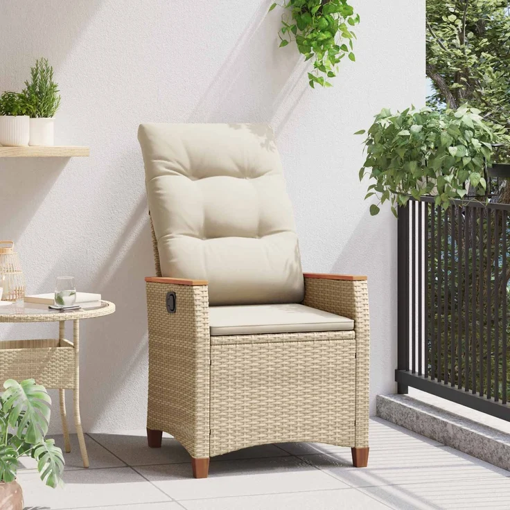 vidaXL Verstellbarer Gartenstuhl Beige und Creme 64 x 57,5 x 112 cm 42026861 – Bild 3