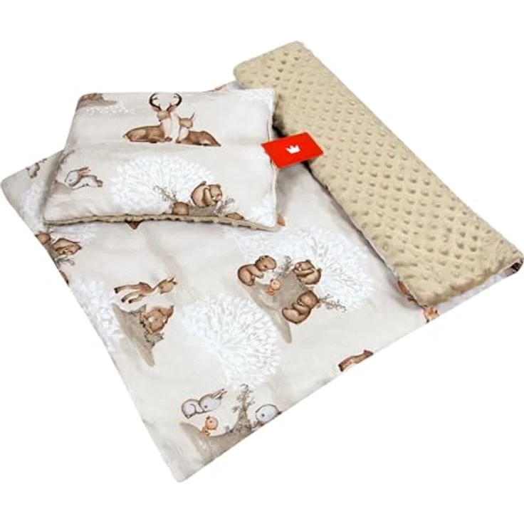 Kinderdecke BABYLUX Babydecke MINKY 2Set Kuscheldecke Decke 75 x 60cm Kinderwagen, BabyLux, MP133. Beige + Frühlingsmelodie – Bild 3